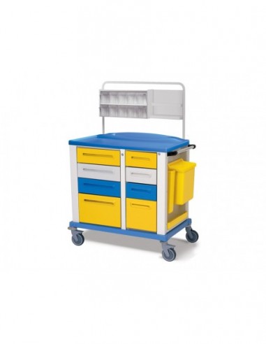 MediCareTrolley Giallo con 8 Cassetti